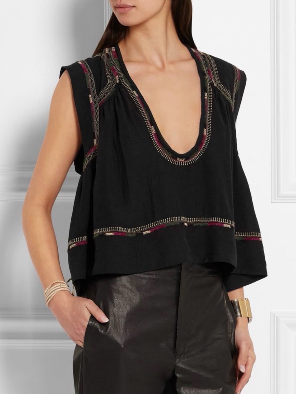 Isabel Marant Curtis Cropped Silk-Bourette Top Size 42/ US Extra Large